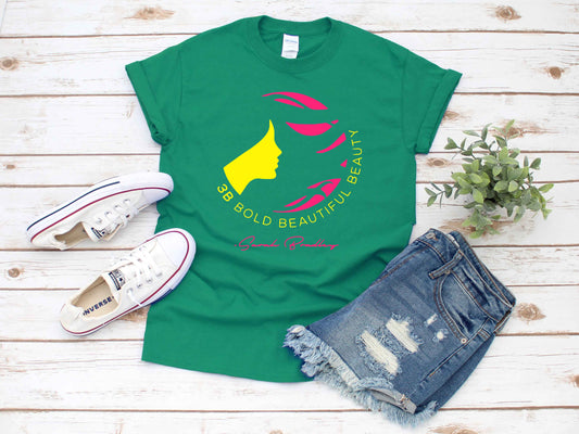 3B Green Tee Pink & Yellow Logo Tee